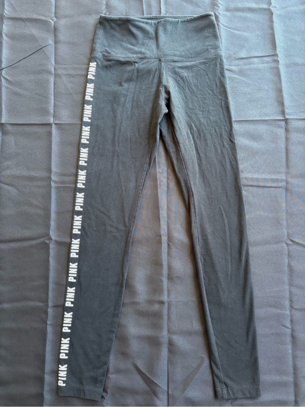 PINK Victoria's Secret Black High-Rise Logo Stripe Leggings